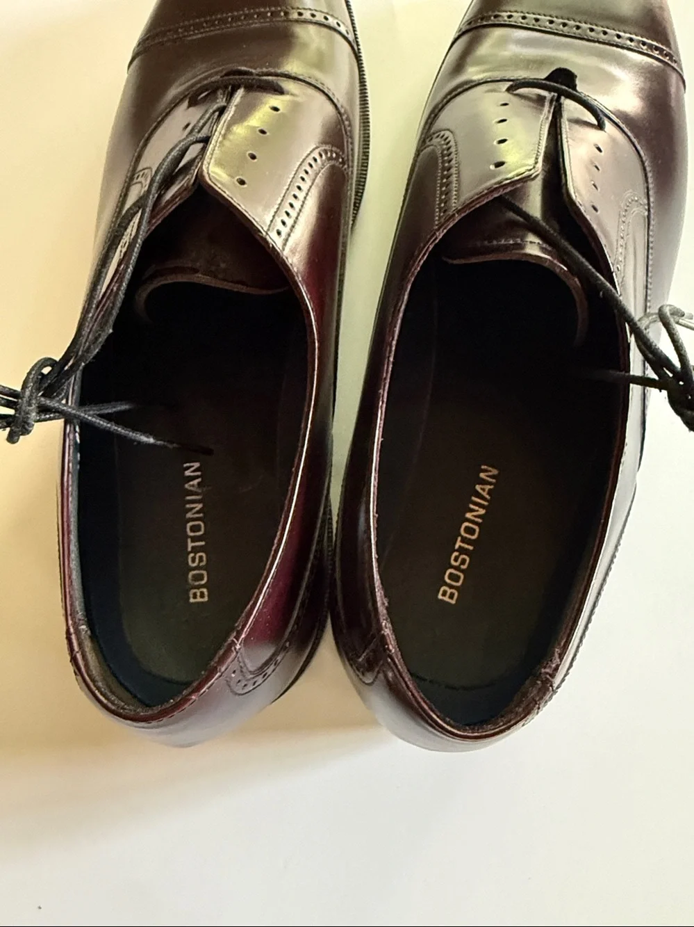New Bostonian Men's Leather Cap Toe Oxford Dress Shoes Burgundy Size 13